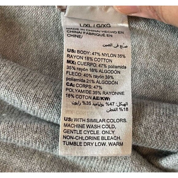 Chico's Poncho L/XL Heather Grey Fringe Cozy Cowl Neck Oversized - Picture 8 of 10